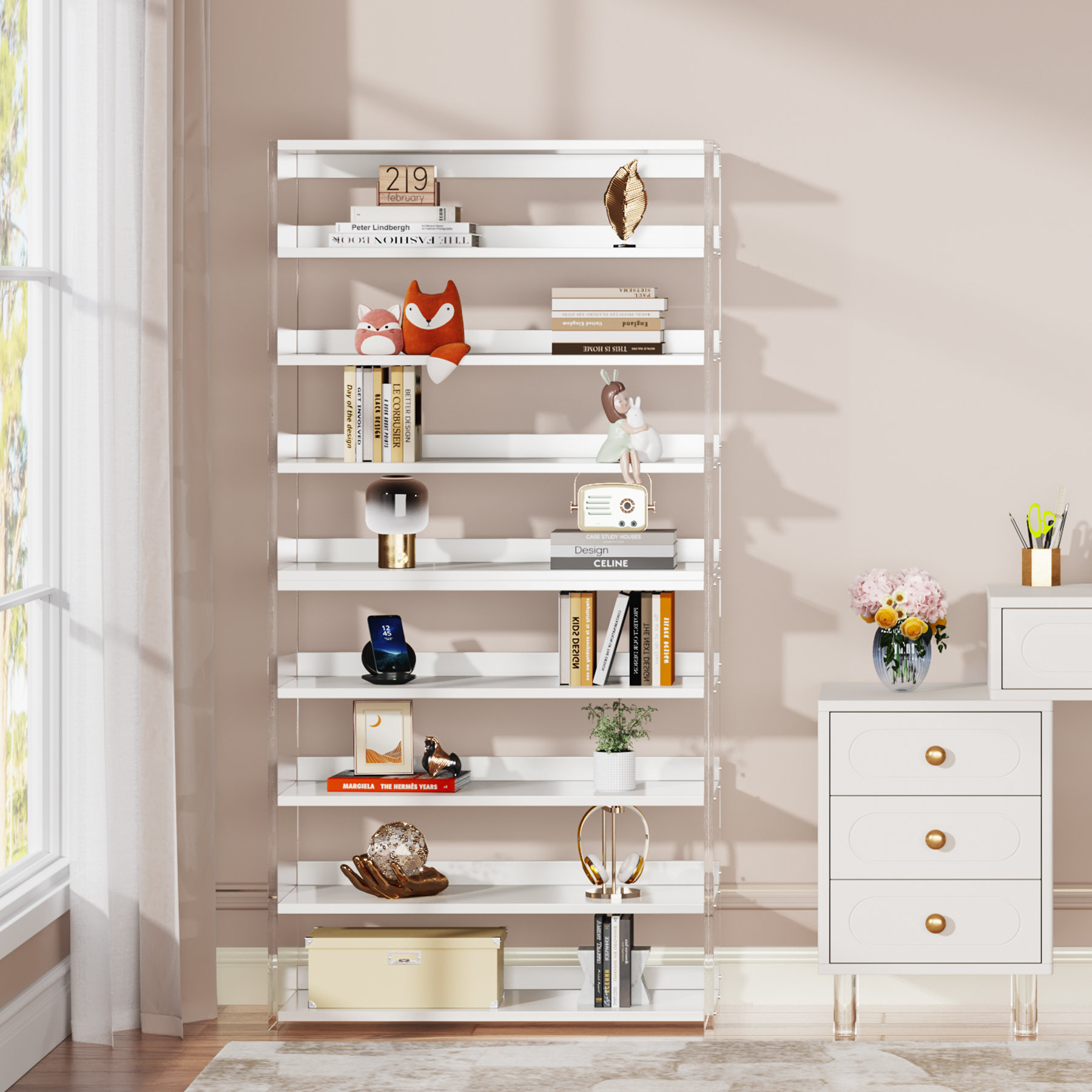 Ivy Bronx 8-Tier Acrylic Bookshelf & Reviews | Wayfair
